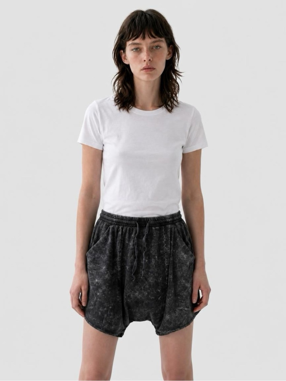 FP Movement Free People Washed Black Harem Drop Crotch Shorts L
